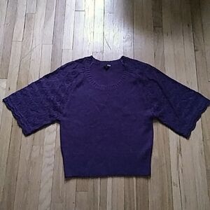 a.n.a short sleeve knit sweater large purple